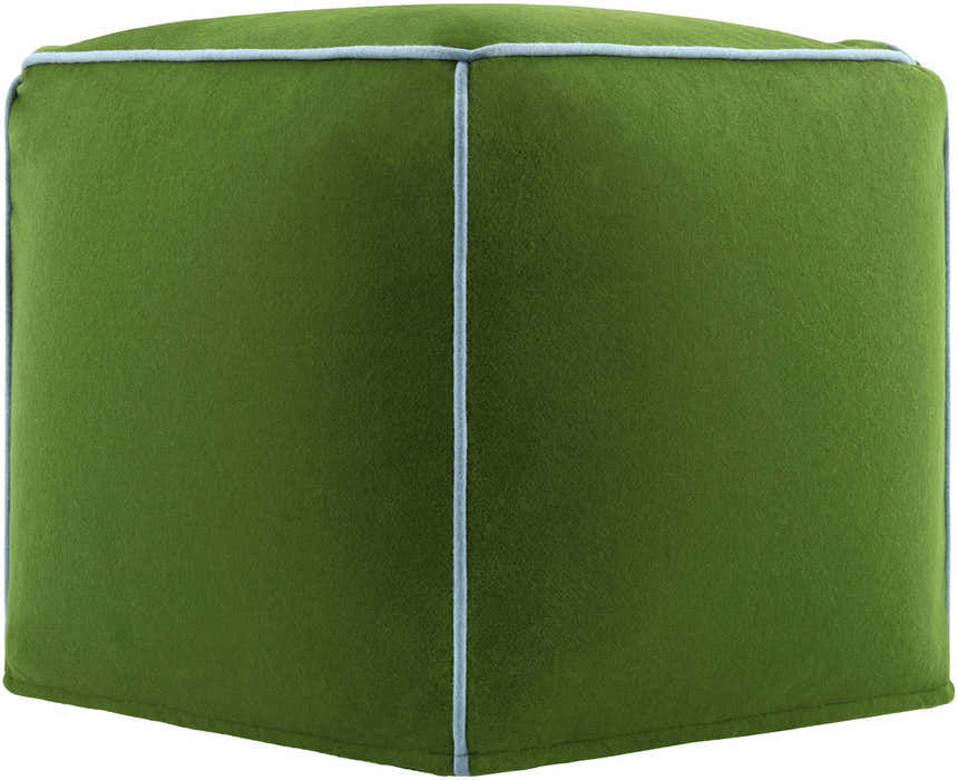 Dudo Green Wool Pouf Ottoman