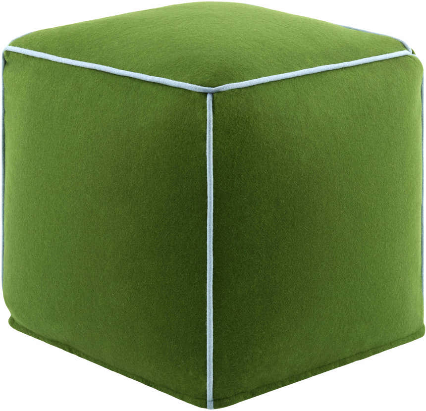Dudo Green Wool Pouf Ottoman