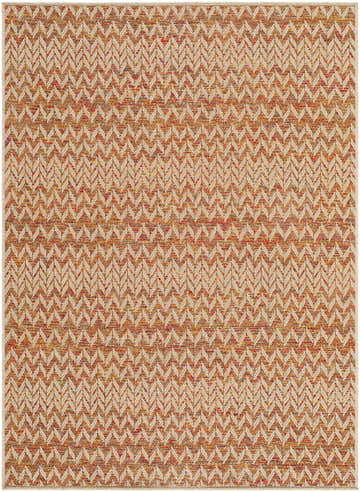 Close-up of the Alazne Burnt Orange Area Rug, featuring a cream herringbone pattern on a terracotta and sandstone background. Design-Rectangle-57