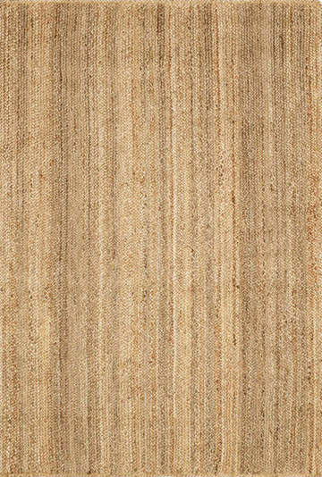 Close-up of the Shippagan Tan Jute Braided Rug, showing natural jute and tan colors, and hand woven texture. Design-Rectangle-23