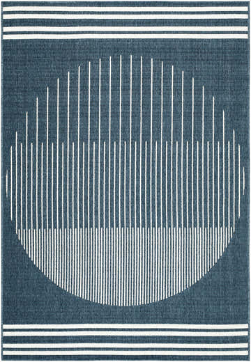 Close-up of the Nabil Area Rug, featuring a contemporary geometric design in light silver and marine blue. Design-Rectangle-5377