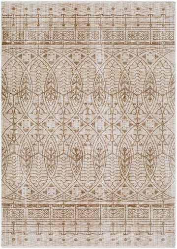 Close-up of the Usonia USO-2305 area rug. Features a contemporary geometric pattern in dark red and white polyester. Design-Rectangle-57