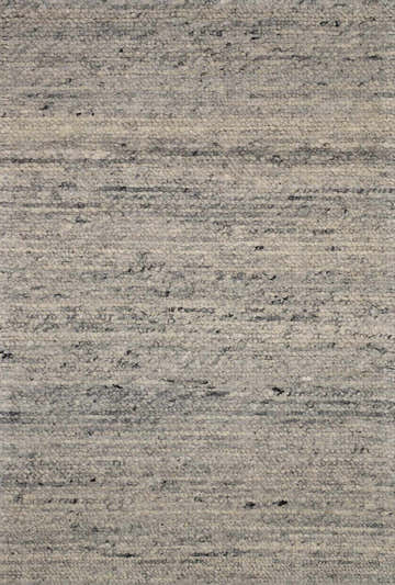 Close-up of the Olisa Gray Wool Area Rug. Hand-woven rug with light and natural gray tones and a subtle horizontal pattern. Design-Rectangle-23