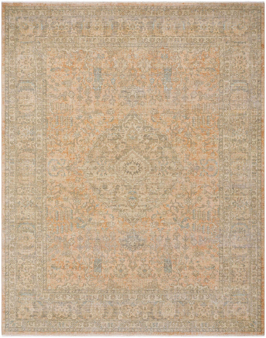 Becki Owens x Livabliss Renaissance BORI-2301 area rug. Beige, denim, coral, and taupe traditional wool rug. Design-Rectangle-710910