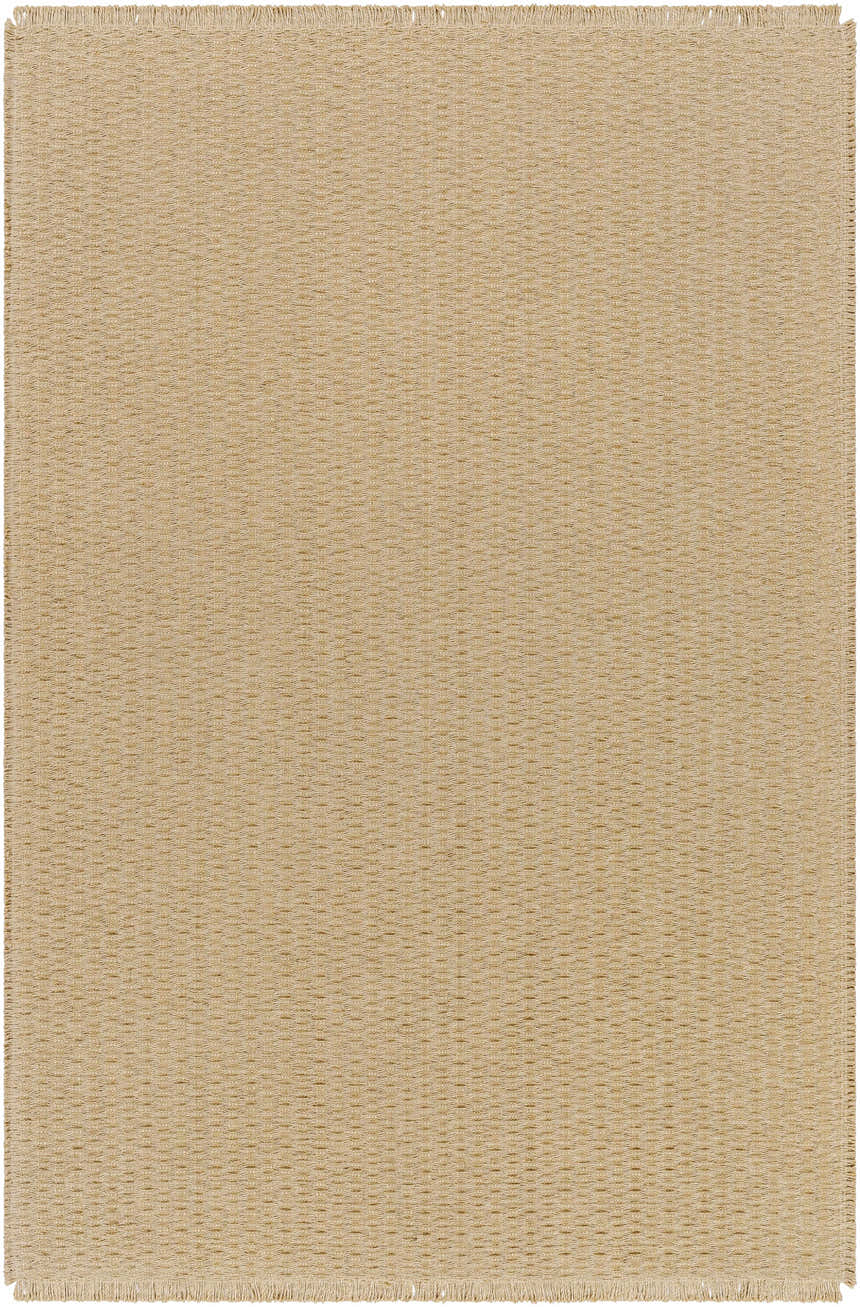 Close-up of Kimi Machine Woven Becki Owens x LIVABLISS BOKM-2300 area rug. Light brown jute with a subtle woven texture. Design-Rectangle-537