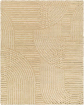 Close-up of the Whan Beige Area Rug, a hand-tufted wool rug with a contemporary geometric pattern. Design-Rectangle-810