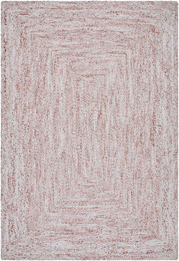 Close-up of the hand woven Kenyi Rust Area Rug. Recycled PET yarn rug in rust and white with a contemporary rectangular design. Design-Rectangle-576