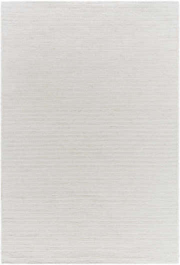 Close-up of the Alyra Silver Slate Wool Rug. Hand-woven, light silver, silver gray, and slate blue colors. Design-Rectangle-576