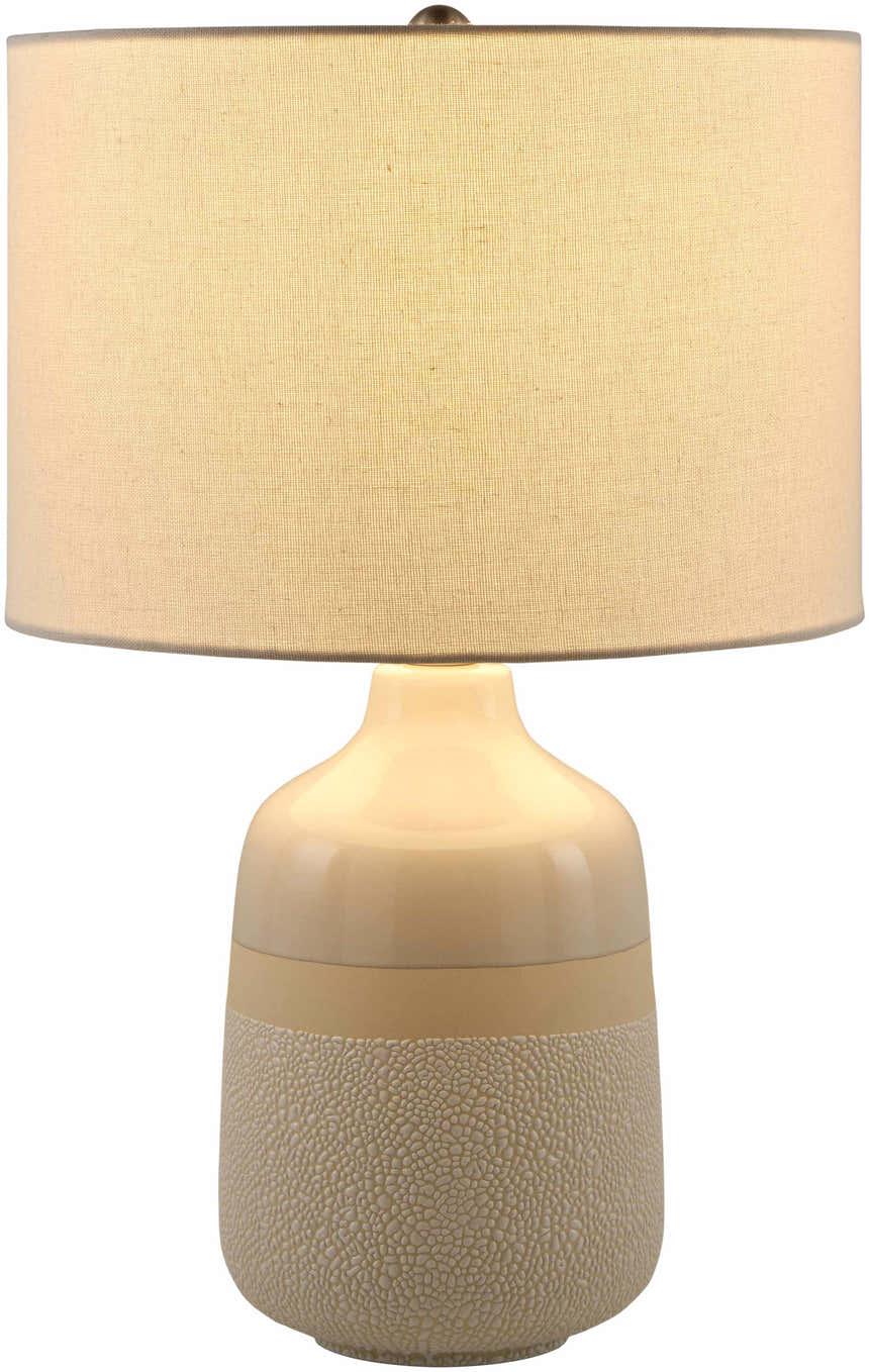 Dark Gray Rustic Table Lamp with global details for bedside or console tables