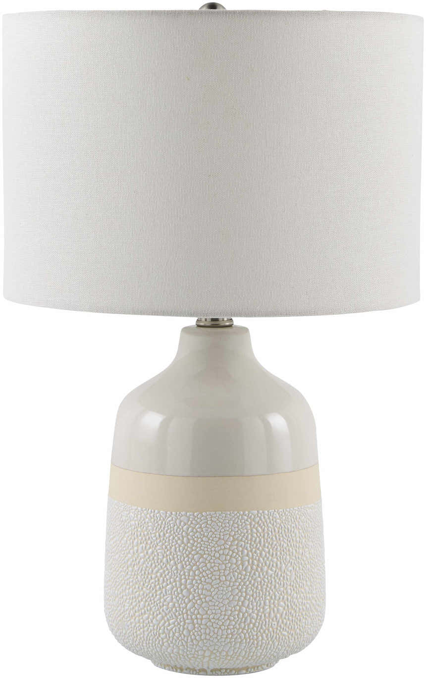 Dark Gray Rustic Table Lamp with global details for bedside or console tables