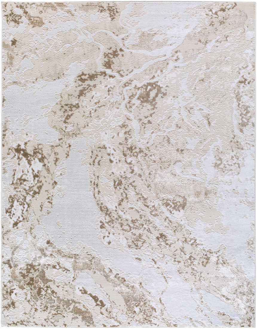 Close-up of the Kaleo Area Rug; beige, cream, and tan abstract pattern, contemporary style. Design-Rectangle-71010