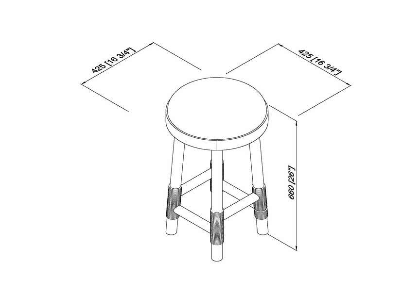 Becki Owens x Livabliss Esmarca Stool with Plaid Upholstery