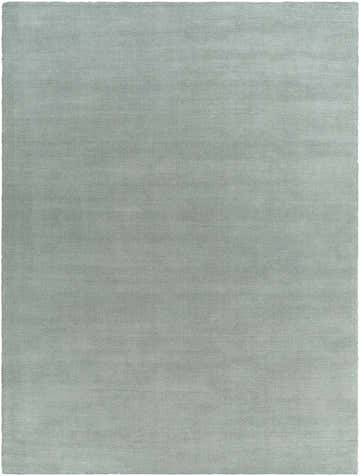 Close-up of the Brockton Solid Dusty Sage Wool Rug, showing its subtle striped texture and soft, muted green color. Design-Rectangle-811