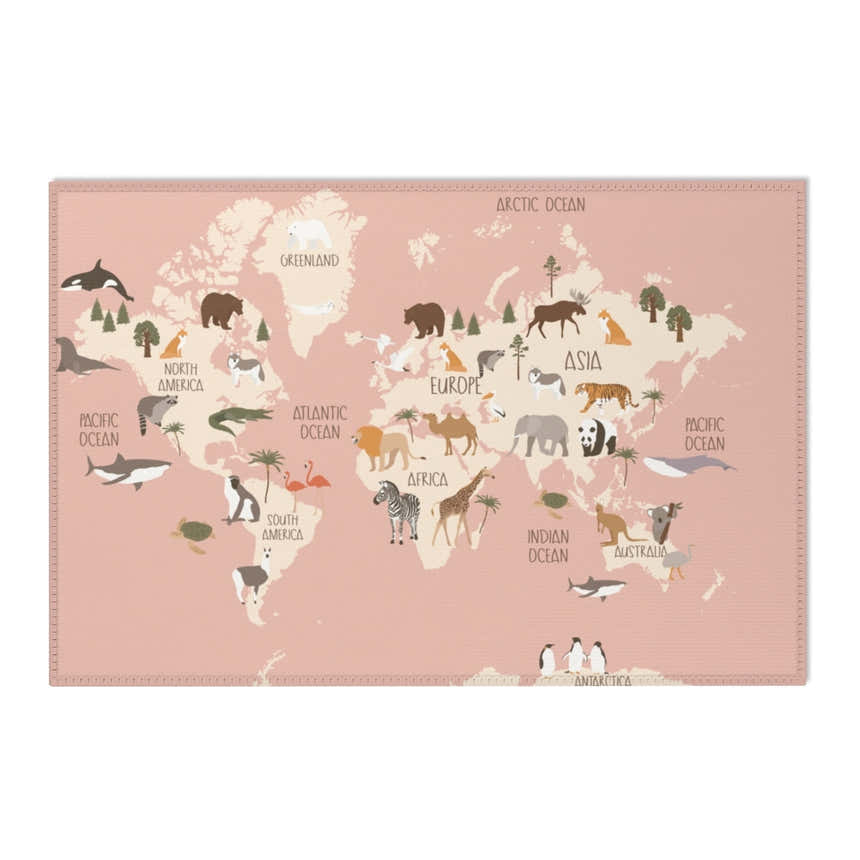 Baby Animals ABC Rug / World map Area Rug