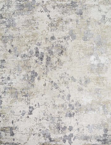 Close up of Aquila Cream Area Rug featuring a floral pattern in charcoal, gray, ivory and tan. Design-Rectangle-710102