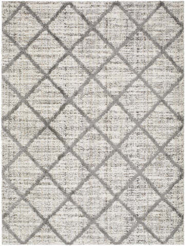 Close-up of the Anuhea Off White Area Rug, featuring a gray diamond pattern and soft, textured weave. Design-Rectangle-537