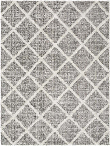 Close-up of the Anuhea Light Gray Area Rug featuring a farmhouse style diamond pattern. Design-Rectangle-576