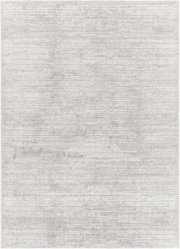 Close up of Arnulf 3D Textured Washable Rug. Cream, ivory, and taupe rug with subtle horizontal lines and textured design. Design-Rectangle-4117