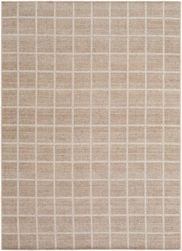 Close-up of the Anicet Checkered Washable Wool Area Rug, featuring a beige and cream checkered pattern. Design-Rectangle-57