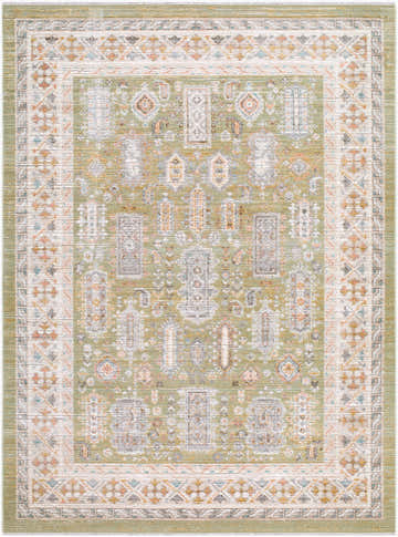 Neku Sage Persian rug with farmhouse style. Machine woven polypropylene rug in sage, beige, and cream colors. Design-Rectangle-537
