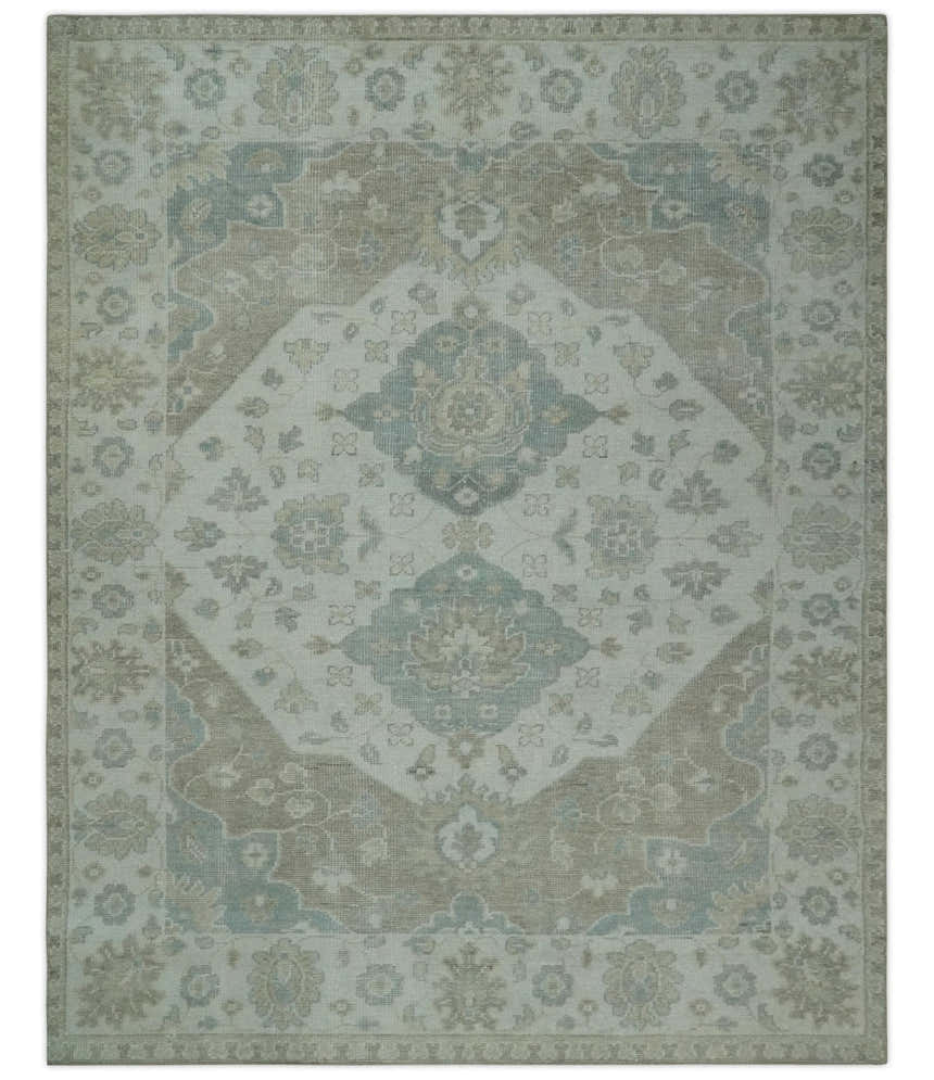 Antique Design Medallion Earthy Ivory and Camel 8x10 wool Area Rug