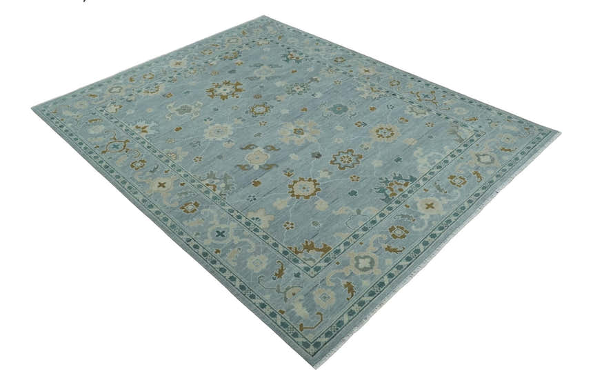Antique Silver Multi Size Hand Knotted Turkish Style Oushak Traditional Area Rug, Living Room Rug