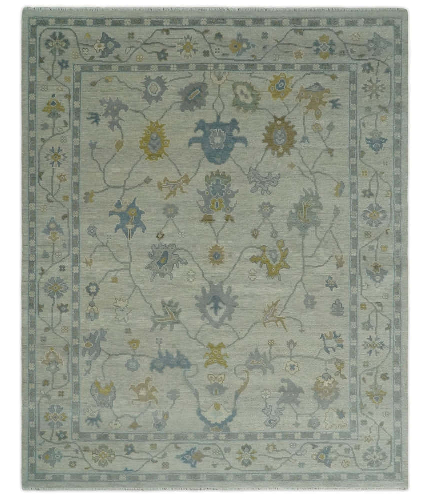 Antique Silver Hand knotted Traditional Multi Size Oushak Wool area Rug