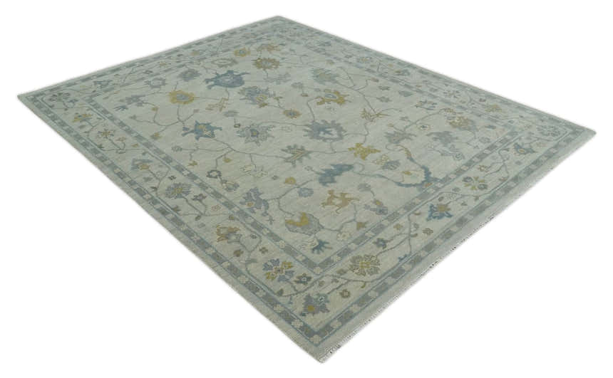 Antique Silver Hand knotted Traditional Multi Size Oushak Wool area Rug