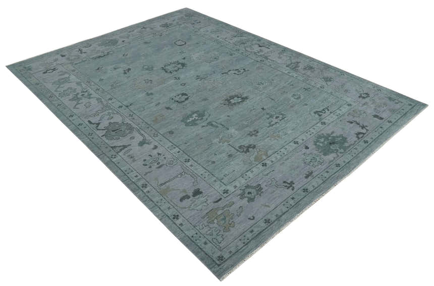 Antique style Gray and Silver Hand Knotted Multi Size Oushak Wool Area Rug