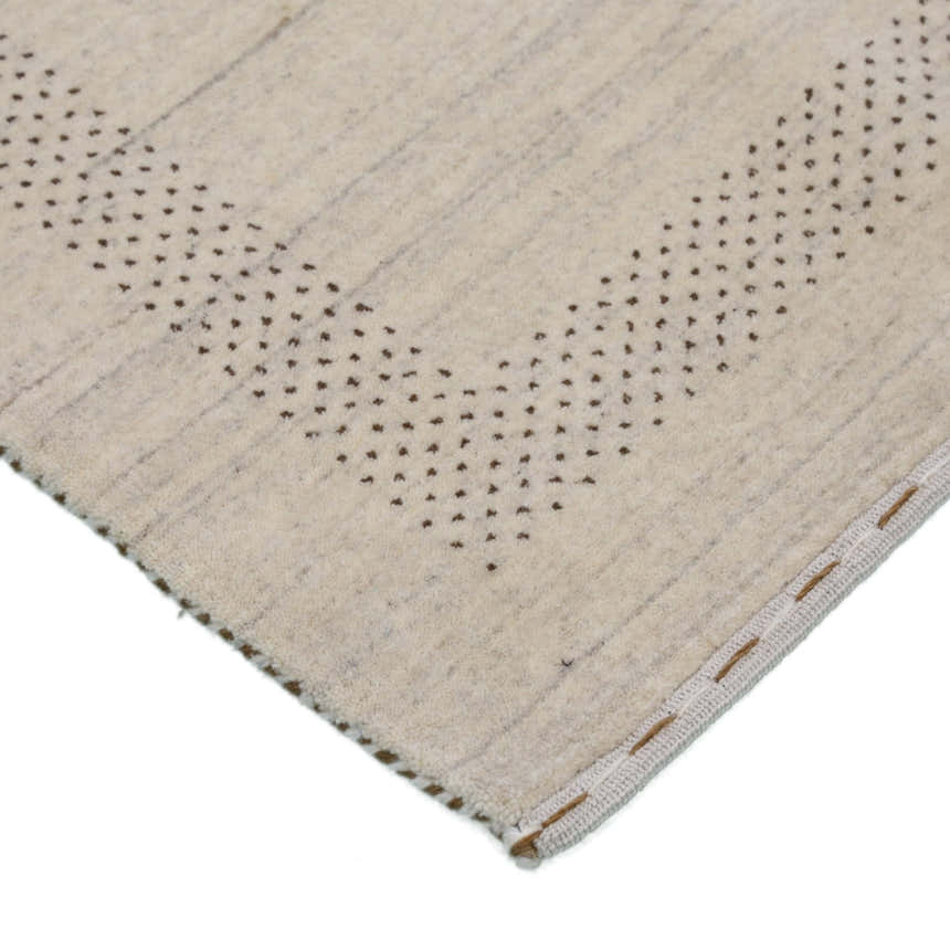 Beige Center Pattern Design Hand Loomed Wool Area Rug