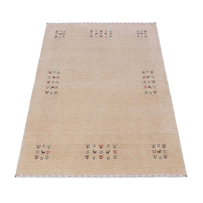 Beige Tribal Center Medallion Hand Loomed Wool Area Rug
