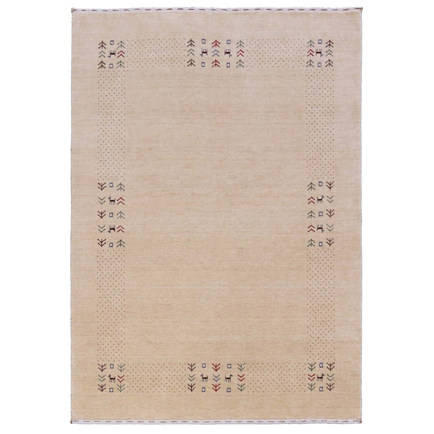 Beige Tribal Center Medallion Hand Loomed Wool Area Rug