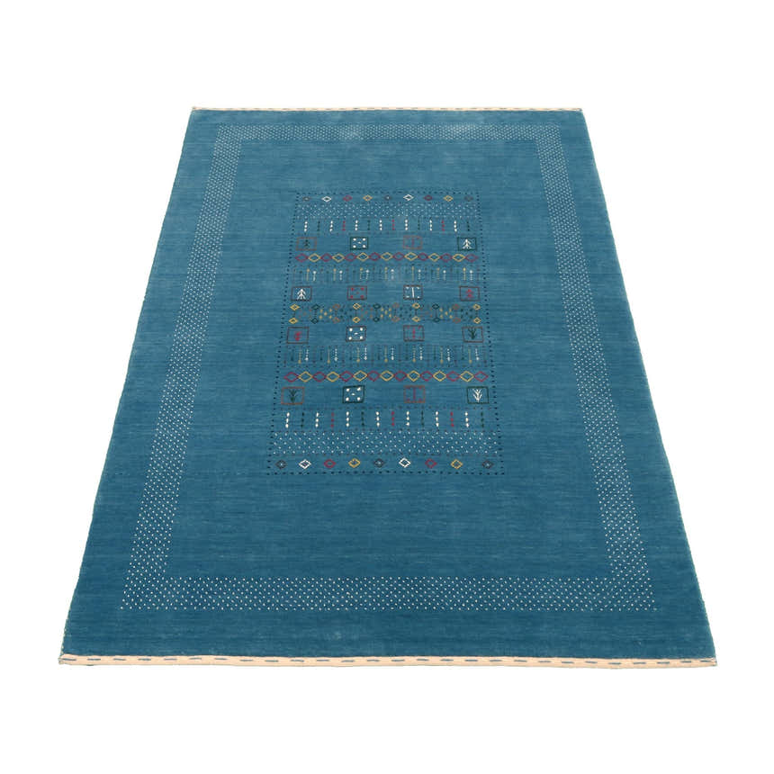 Blue And White Gabbeh Design Hand Loomed Wool Area Rug