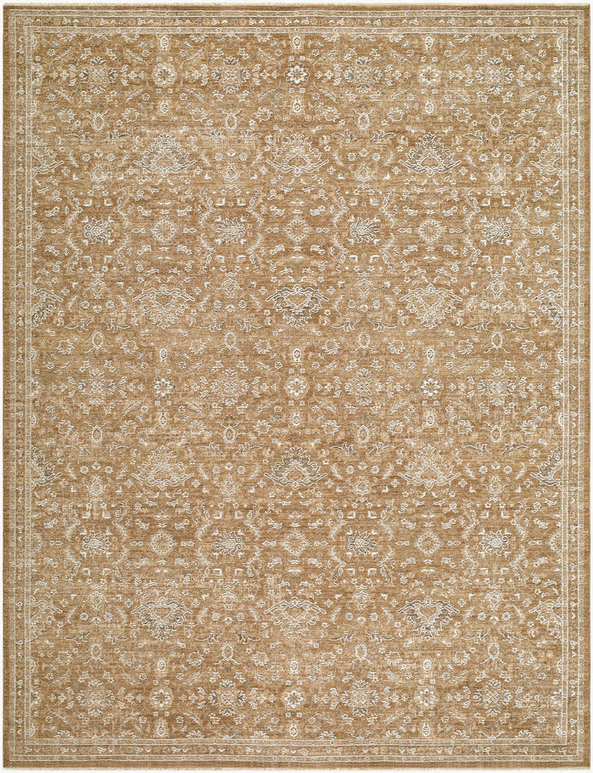 Detailed texture of Penny Machine Woven Becki Owens x LIVABLISS rug in ivory, mustard, off-white, and tan. Farmhouse style. Design-Rectangle-679