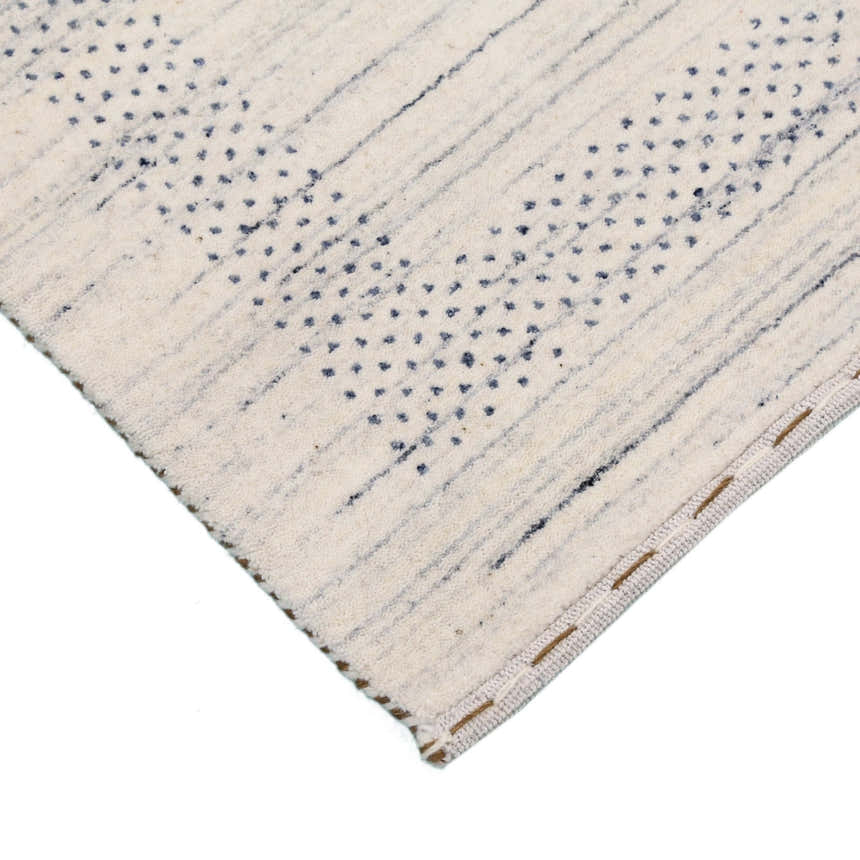 Center Pattern Natural Hand Loomed Wool Area Rug