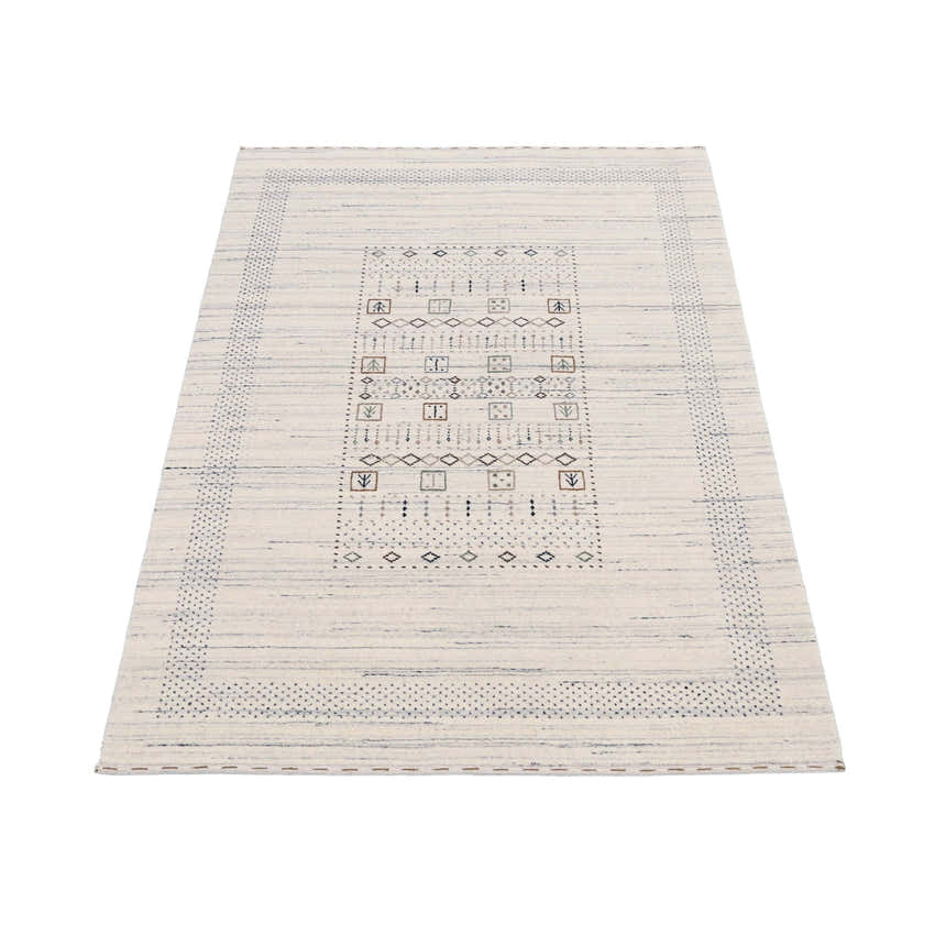 Center Pattern Natural Hand Loomed Wool Area Rug