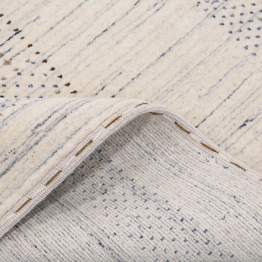 Center Pattern Natural Hand Loomed Wool Area Rug