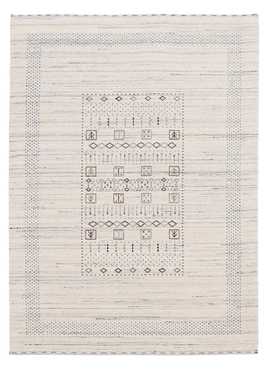 Center Pattern Natural Hand Loomed Wool Area Rug
