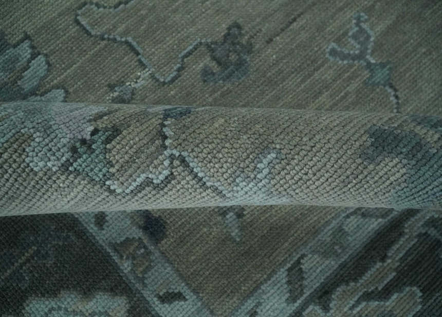Custom Made Antique look Gray, Charcoal and silver Oriental Oushak wool Area Rug