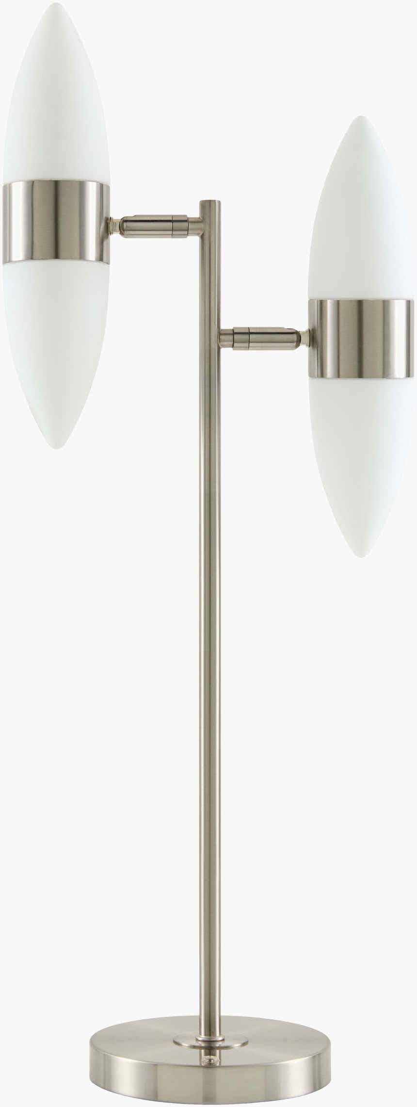 Metallic Nickel Modern Table Lamp with glass details for bedside or console tables