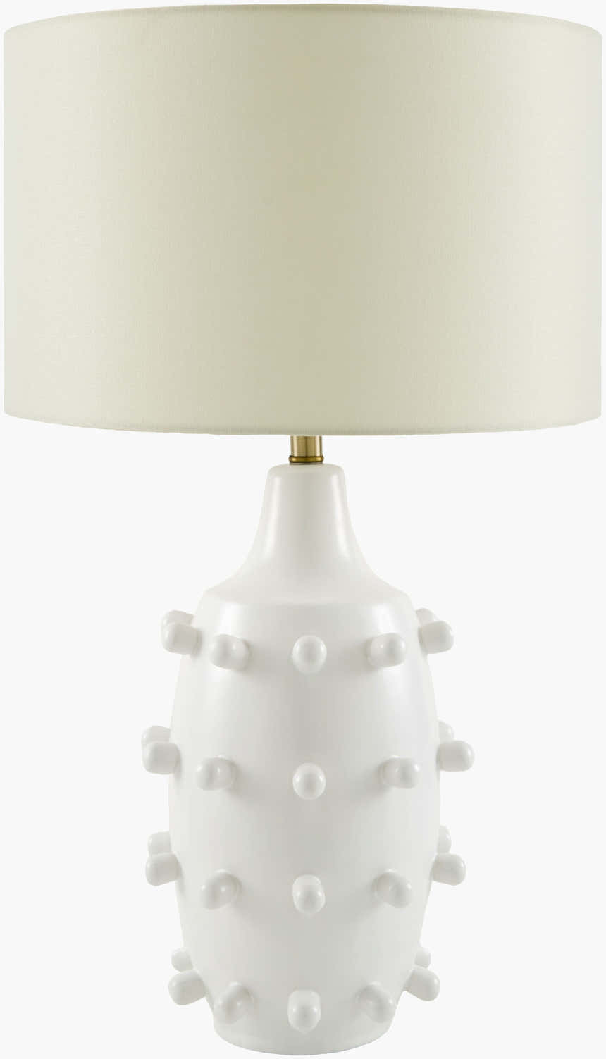 Sculpted White Ceramic Table Lamp with Linen Shade