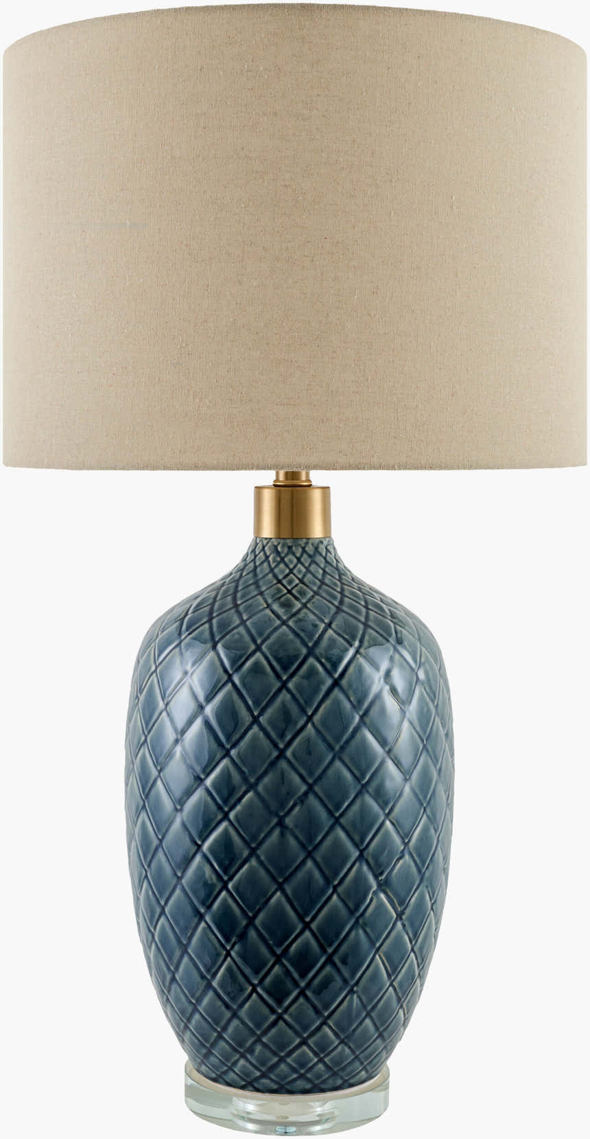 Aqua Blue Modern Table Lamp with global details for bedside or console tables