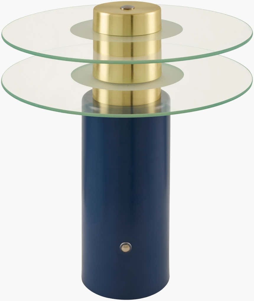 Rich Aqua Blue Modern Table Lamp with glass details for bedside or console tables