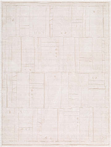 Close-up of Alma Machine Woven Elle Decor x LIVABLISS EDAL-2301 Area Rug. Ivory and taupe geometric pattern. Design-Rectangle-537