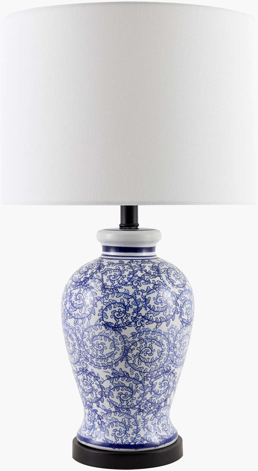 Sapphire Blue Traditional Table Lamp with linen details for bedside or console tables