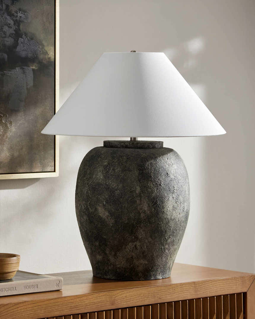Venturada Silver & White Table Lamp