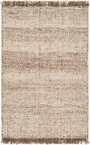 Close-up of the Bronson Handmade Galey Alix x LIVABLISS GABS-2300 Area Rug. Hand-woven wool rug in chestnut, sandstone, and taupe. Design-Rectangle