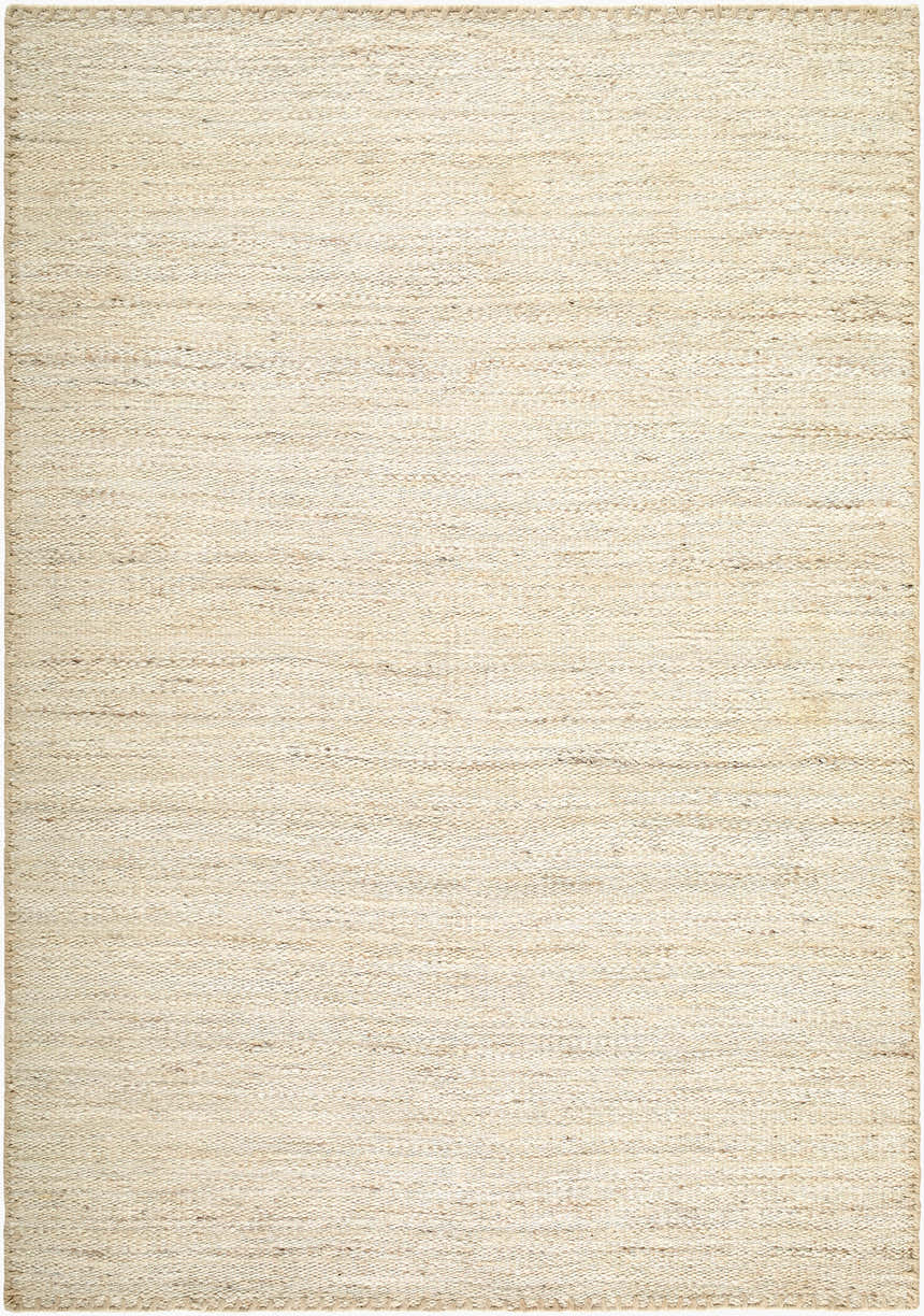 Close-up of the Beverly Handmade Galey Alix x LIVABLISS GABV-2300 Area Rug. Jute rug with ecru, ivory, and sandstone colors. Design-Rectangle-679