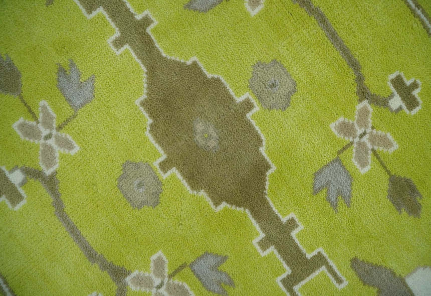 Green and Ivory Hand knotted Oriental Oushak Multi Size wool Area Rug