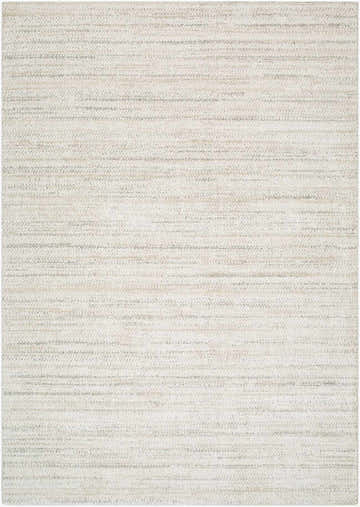 Close-up of the Sezja White Luxe Area Rug showing its textured, horizontal lines in beige, cream, and light slate. Design-Rectangle-5373